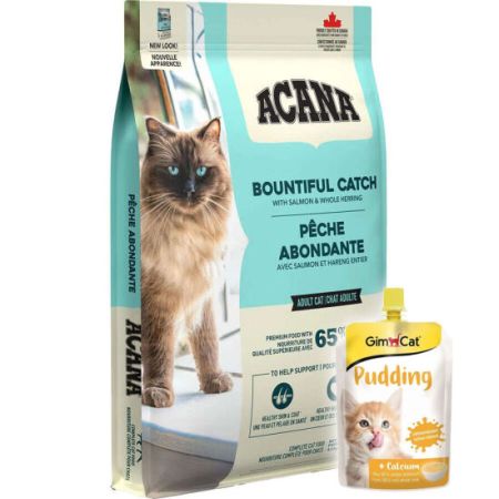 Acana Bountiful Catch Deri ve Tüy Sağlığı Kedi Maması 4,5 Kg + Gimcat Kedi Pudingi 150 Gr