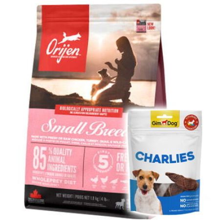 Orijen Small Breed Puppy & Adult Yavru ve Yetişkin Köpek Maması 1,8 Kg + Gimdog 70 Gr Köpek Ödülü