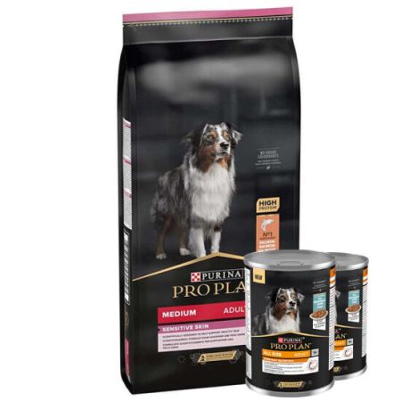 Pro Plan Sensitive Somonlu Hassas Köpek Maması 14 Kg + 2 Adet Köpek Konservesi 400 Gr