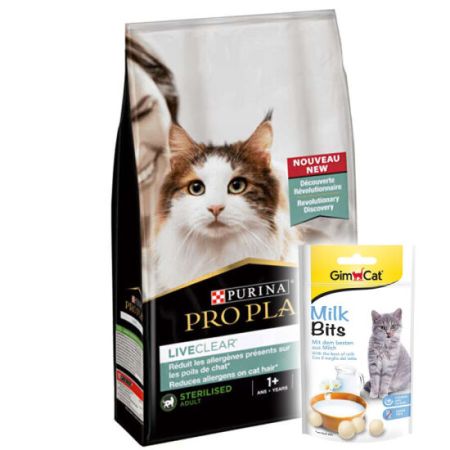 Pro Plan Live Clear Sterilised Somonlu Kısırlaştırılmış Kedi Maması 1,4 Kg + 2 Adet Gimcat Sütlü Kedi Ödül Tableti