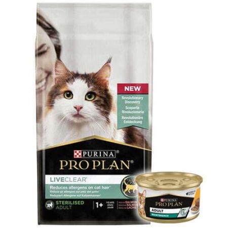 Pro Plan Live Clear Sterilised Somonlu Kısırlaştırılmış Kedi Maması 1,4 Kg + Pro Plan 85 Gr Yaş Mama