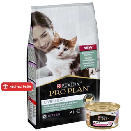 Pro Plan Live Clear Kitten Hindi Etli Yavru Kedi Maması 1,4 Kg + Pro Plan Konserve 85 Gr