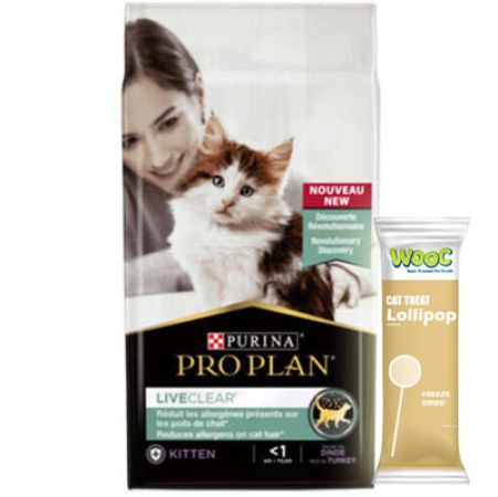 Pro Plan Live Clear Kitten Hindi Etli Yavru Kedi Maması 1,4 Kg + Wooc Kedi Lolipopu