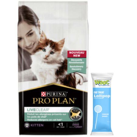 Pro Plan Live Clear Kitten Hindi Etli Yavru Kedi Maması 1,4 Kg + Wooc Kedi Ödülü Lolipop