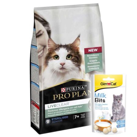 Pro Plan Live Clear Senior Sterilised Hindi Kısırlaştırılmış Kedi Maması 1,4 Kg + 2 Adet Gimcat Sütlü Kedi Ödül Tableti