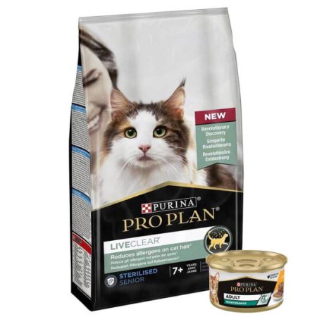 Pro Plan Live Clear Senior Sterilised Hindi Kısırlaştırılmış Kedi Maması 1,4 Kg + Pro Plan 85 Gr Yaş Mama