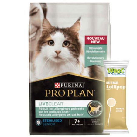 Pro Plan Live Clear Senior Sterilised Hindi Kısırlaştırılmış Yaşlı Kedi Maması 1,4 Kg + Wooc Kedi Lolipopu