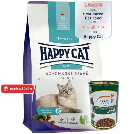 Happy Cat Sensitive Kidney Hassas Sindirim Kedi Maması 4 Kg + 2 Adet Favor Kuzu Konservesi 400 Gr