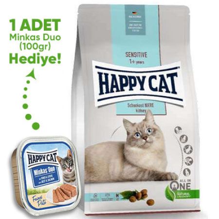 Happy Cat Sensitive Kidney Hassas Sindirim Kedi Maması 4 Kg + Happy Cat 100 Gr Yaş Mama