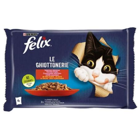 Felix Multi Pouch Sığır Etli ve Tavuklu Yaş Kedi Maması 4 Adet X 85 Gr