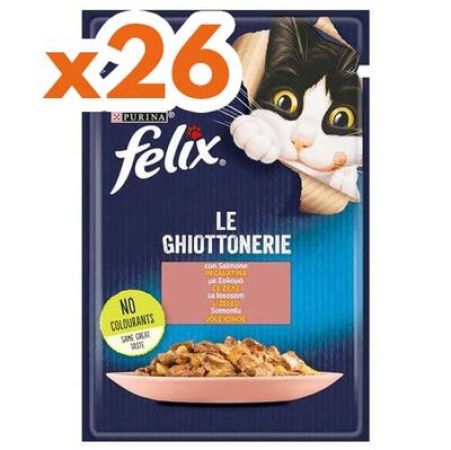 Felix Pouch Le Ghiottonerie  Somonlu Yaş Kedi Maması 85 Gr - BOX - 26 Adet