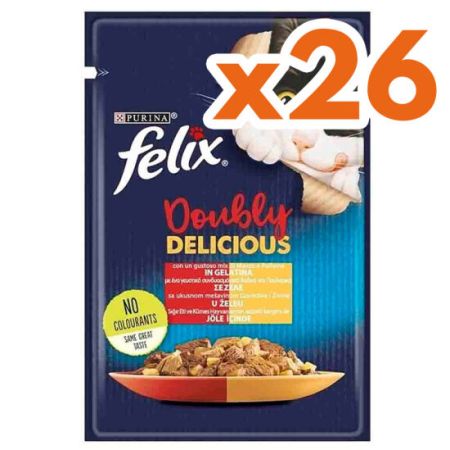 Felix Pouch Doubly Delicious Sığır Etli ve Kümes Hayvanlı Yaş Kedi Maması 85 Gr - BOX - 26 Adet