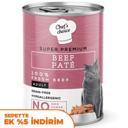Chefs Choice Pate Beef Biftekli Tahılsız Ezme Kedi Yaş Maması 400 Gr