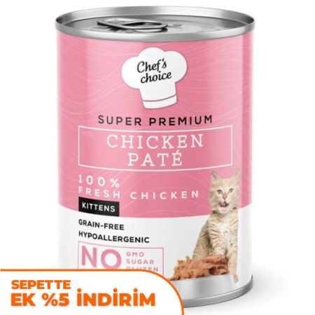 Chefs Choice Pate Kitten Chicken Tavuklu Tahılsız Ezme Yavru Kedi Yaş Maması 400 Gr