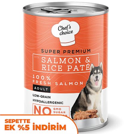 New Chefs Choice Pate Salmon Rice Somon Pirinçli Köpek Konservesi 400 Gr