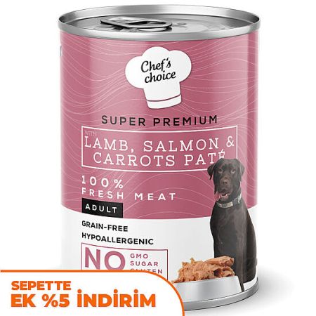 New Chefs Choice Pate Kuzu Somon Havuçlu Tahılsız Köpek Konservesi 400 Gr