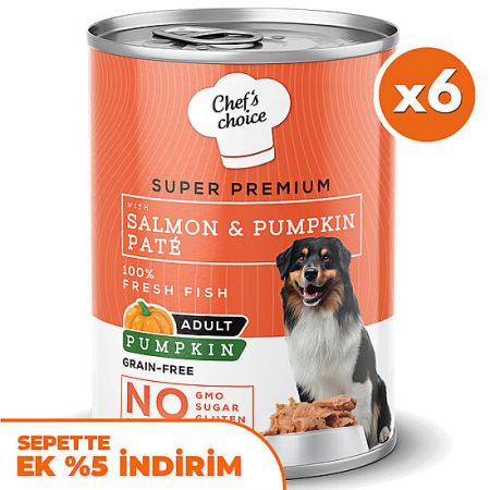 New Chefs Choice Pumpkin Pate Somon Balkabak ve Sebzeli Köpek Konservesi 400 Gr x 6 Adet