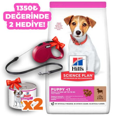 Hills Small Mini Puppy Küçük Irk Kuzulu Yavru Köpek Maması 6 Kg +Flexi İp Gezdirme Small 5Mt ve 2 Adet Hills 200 Gr Yaş Mama