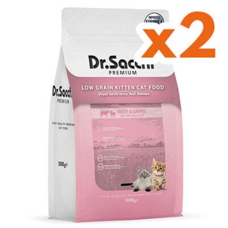 Dr.Sacchi Biftek ve Kuzu Etli Yavru Kedi Maması 1 Kg x 2 Adet