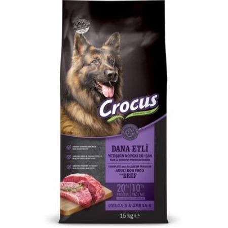 Crocus Dana Etli ve Pirinçli Yetişkin Köpek Maması 15 Kg + 5 Adet Mystic 400 Gr Konserve