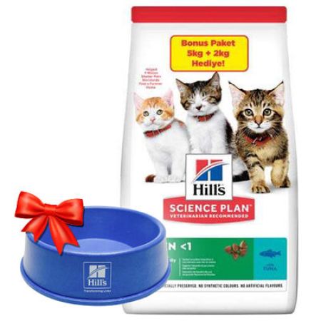 Hills Kitten Ton Balıklı Yavru Kedi Maması 5 + 2 Kg (Toplam 7 Kg) + Mama Kabı