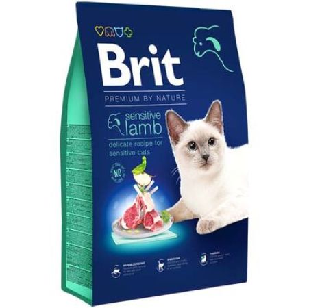 Brit Premium Sensitive Hassas Kuzulu Kedi Maması 8 Kg + Brit Dental Kedi Ödülü 50 Gr