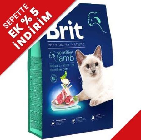 Brit Premium Sensitive Hassas Kuzulu Kedi Maması 8 Kg + Temizlik Mendili