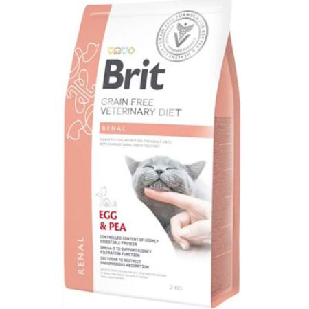 Brit Veterinary Diets Renal Tahılsız Yumurta Bezelye Kedi Maması 2 Kg + Temizlik Mendili