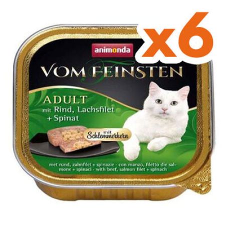 Animonda 083260 Vom Feinsten Sığır Eti, Somon ve Ispanaklı Kedi Maması 100 Gr x 6 Adet