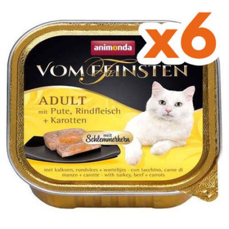 Animonda 083263 Vom Feinsten Hindi, Sığır Eti ve Havuçlu Kedi Maması 100 Gr x 6 Adet