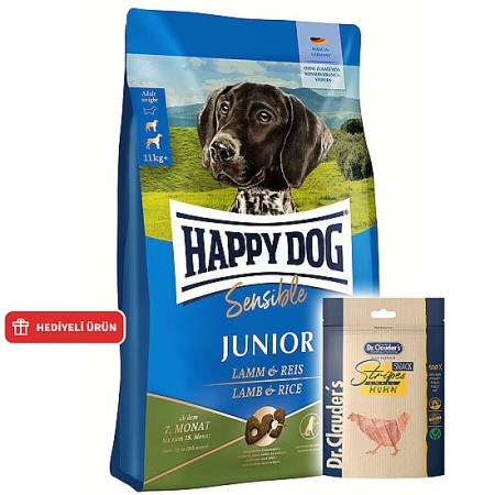 Happy Dog Sensible Junior Kuzu Etli Yavru Köpek Maması 4 Kg + Dr. Clauders Ödül 80 Gr
