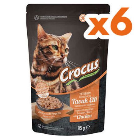 Crocus Pouch Tahılsız Tavuklu Jöleli Kedi Yaş Maması 85 Gr x 6 Adet