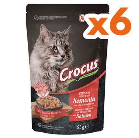 Crocus Pouch Tahılsız Somonlu Jöleli Kedi Yaş Maması 85 Gr x 6 Adet