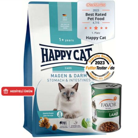 Happy Cat Stomach Intestines Hassas Sindirim Kedi Maması 4 Kg + 2 Adet Favor Kuzu Konservesi 400 Gr