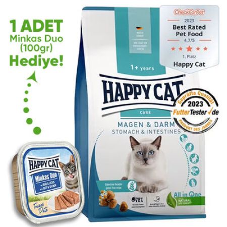 Happy Cat Stomach Intestines Hassas Sindirim Kedi Maması 4 Kg + Happy Cat 100 Gr Yaş Mama