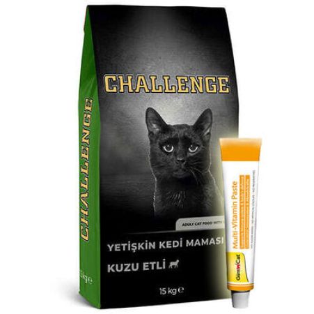 Challenge Kuzu Etli Yetişkin Kedi Maması 15 Kg + Gimcat 20 Gr Multivitamin Paste