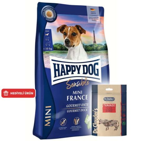 Happy Dog Mini France  Tahılsız Köpek Maması 4 Kg + Dr. Clauders Biftekli Ödül Küpleri 80 Gr