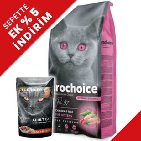 Pro Choice Pro37 Kitten Tavuk Etli Yavru Kedi Maması 2 Kg + 85 Gr Yaş Mama