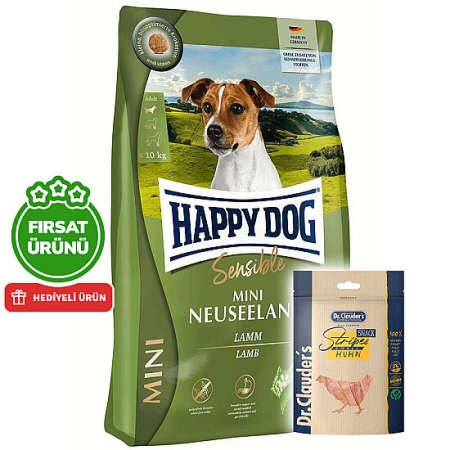 Happy Dog Mini Neuseeland Sensible Küçük Irk Köpek Maması 10 Kg + 2 Adet Dr. Clauders Ödül 80 Gr
