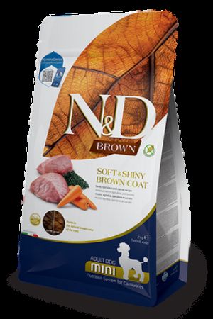 ND Brown Kuzu ve Havuç Kahverengi Tüylü Mini Irk Tahılsız Köpek Maması 2 Kg 