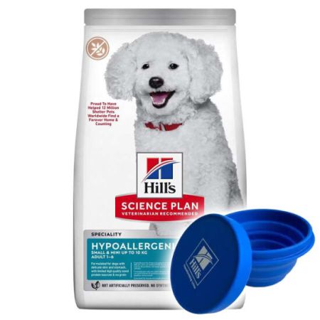 Hills Hypoallergenic Somonlu Küçük ve Mini Irk Köpek Maması 1,5 Kg + Katlanır Mama Kabı