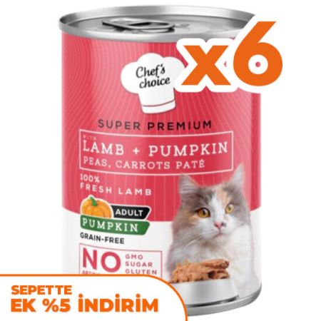 Chefs Choice Pate Kuzu Etli ve Sebzeli Ezme Kedi Yaş Maması 400 Gr x 6 Adet