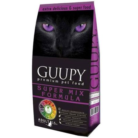 Guupy Super Mix Renkli Taneli Yetişkin Kedi Maması 15 Kg