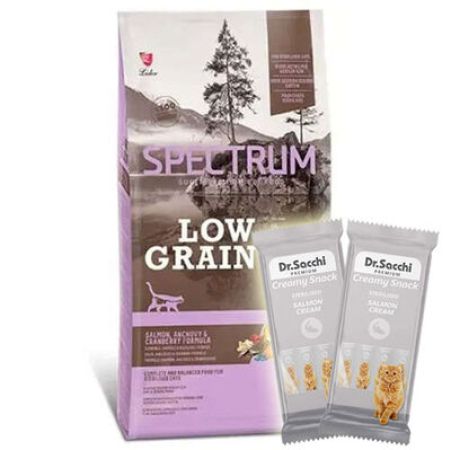 Spectrum Low Grain Sterilised Somon Kısırlaştırılmış Kedi Maması 12 Kg + 2 Adet Dr Sacchi 4 lü Creamy Ödül