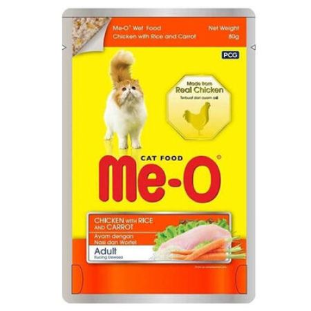 Me-O Pouch Tavuk Etli, Pirinç ve Havuçlu Kedi Kedi Yaş Mama 80 Gr