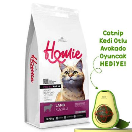 Homie Pro36 Düşük Tahıllı Kuzulu Kedi Maması 3,75 Kg + Avokado Kedi Oyuncağı