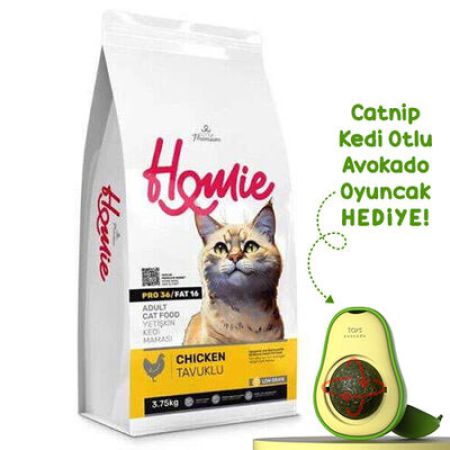 Homie Pro36 Düşük Tahıllı Tavuklu Kedi Maması 3,75 Kg + Avokado Kedi Oyuncağı