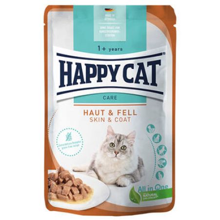 Happy Cat Meat in Sauce Skin Coat Deri ve Tüy Sağlığı Kedi Yaş Maması 85 Gr