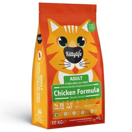 Kittylife Kısırlaştırılmış Tavuklu Kedi Maması 10 Kg