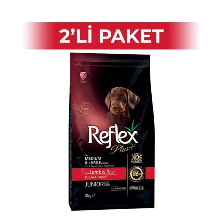 Reflex Plus Kuzulu Pirinçli Büyük Irk Yavru Köpek Maması 3 kg 2 Adet